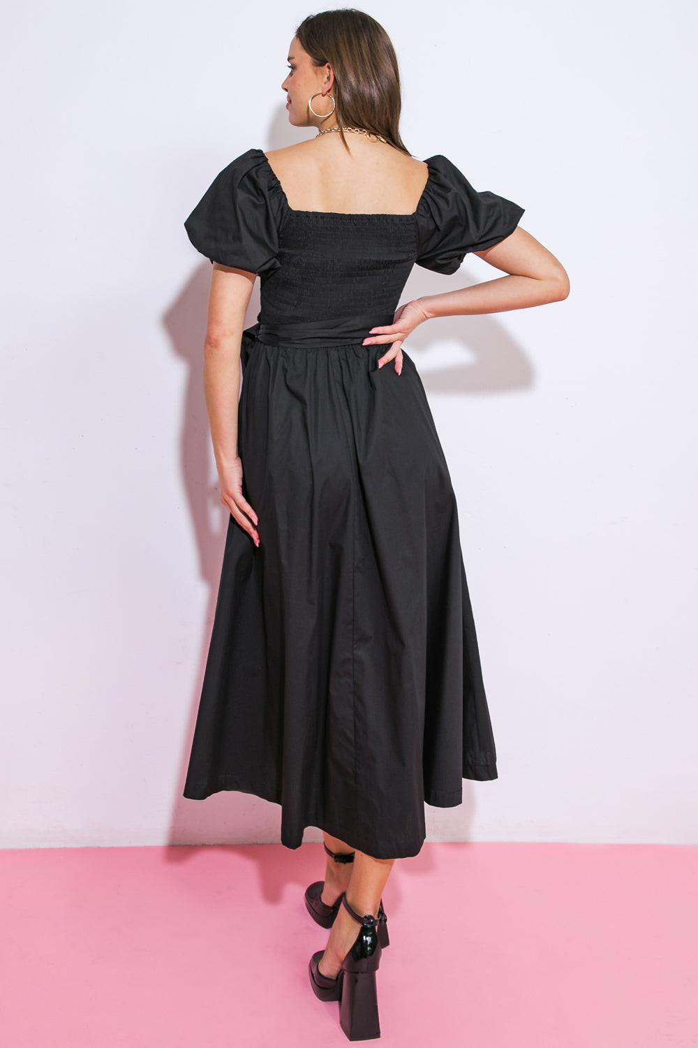 A PEACEFUL PLACE WOVEN MIDI DRESS by Flying Tomato