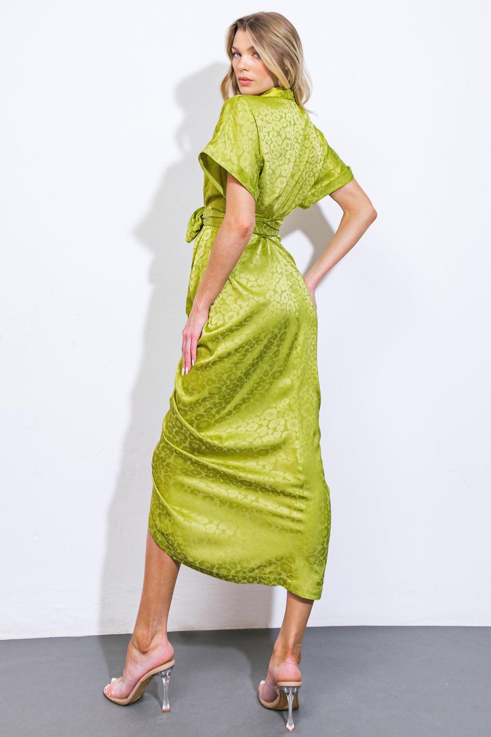 COMING TO MY SENSES WOVEN SATIN MIDI DRESS by Flying Tomato