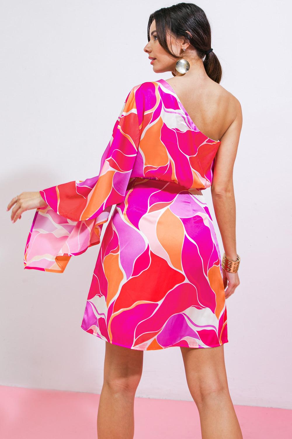 DESERT EXPRESS WOVEN SATIN MINI DRESS by Flying Tomato