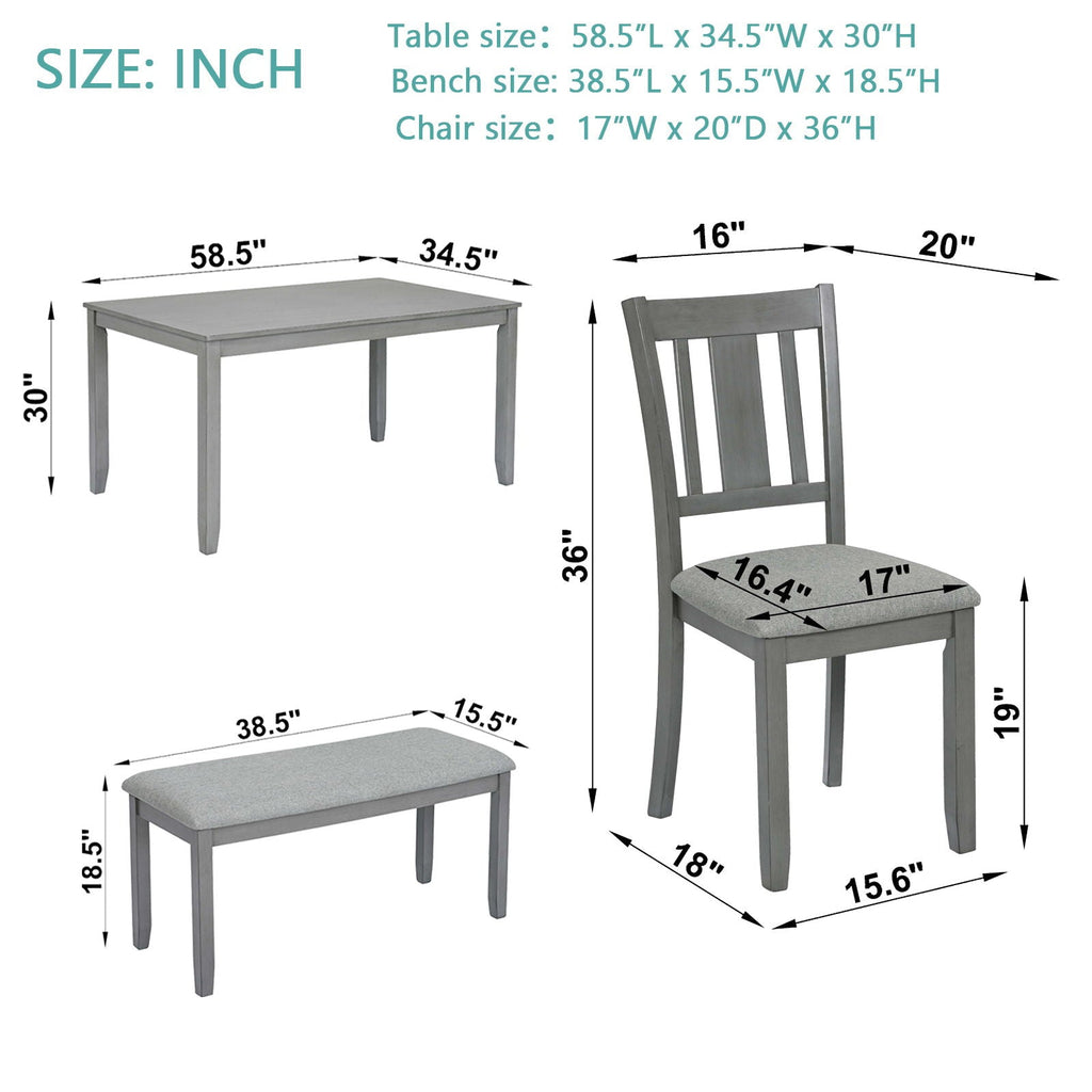 Kitchen Dining Set, Rectangular Dining Table With Upholstered Chairs by Unique Piece Furniture