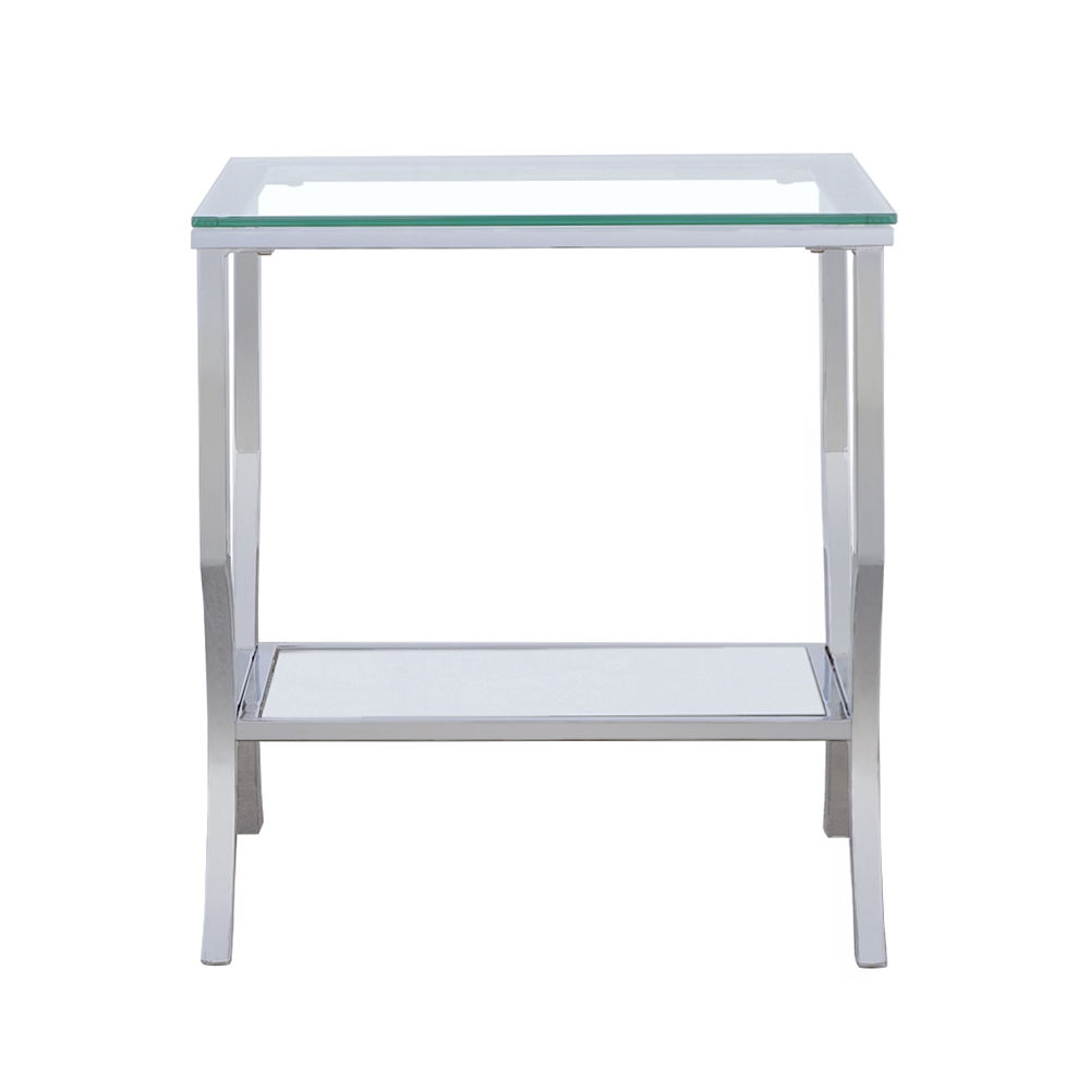 Saide Square Glass Top Side End Table Chrome by Unique Piece Furniture