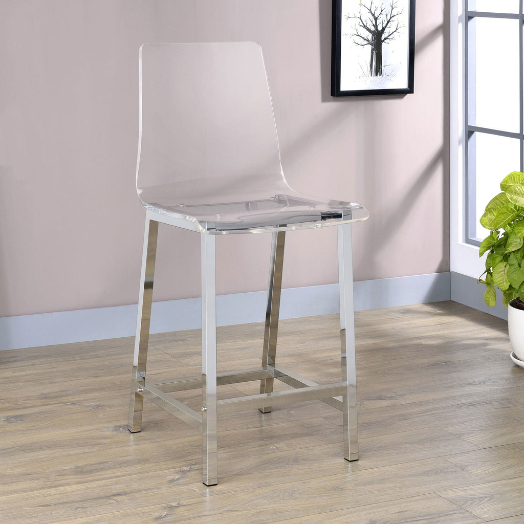 Juelia Clear Acrylic Counter Chair Chrome (Set of 2) by Unique Piece Furniture