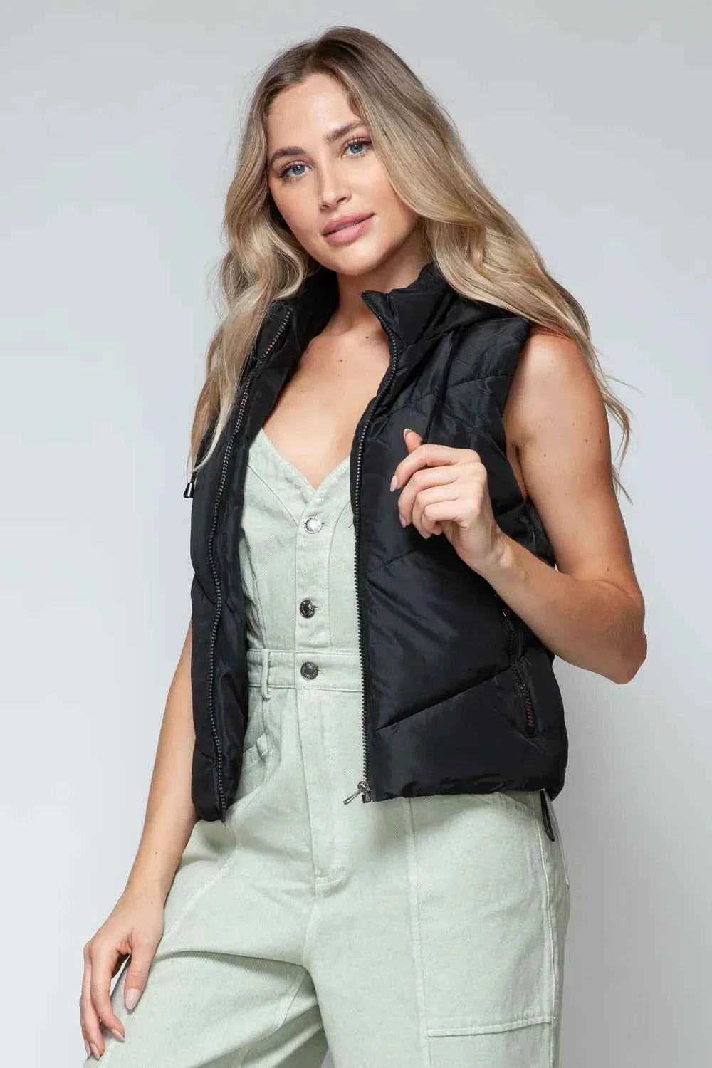 Snobbish Zip Up Quilted Hooded Vest by Wild and Free Boutique