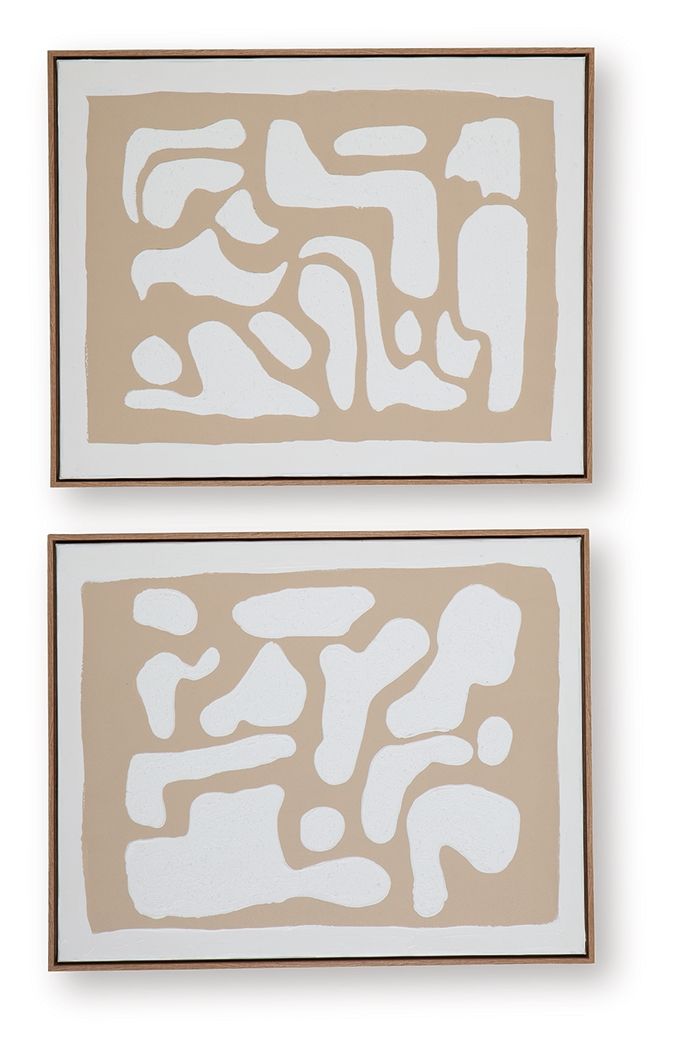 Waldett - Wall Art Set (Set of 2) - Beige / White by Unique Piece Furniture