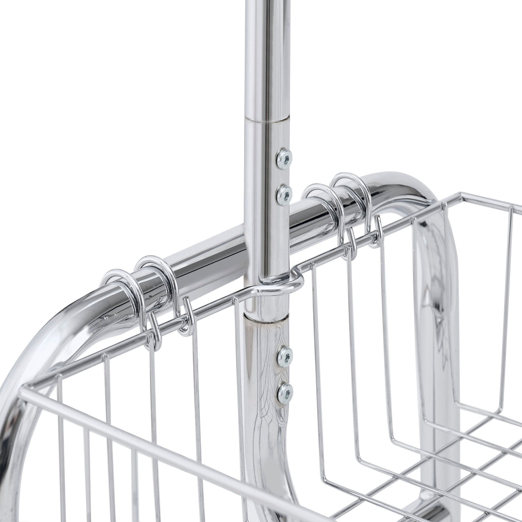 Heavy Duty Iron Garment Rack With Basket On Wheels - Silver by Unique Piece Furniture
