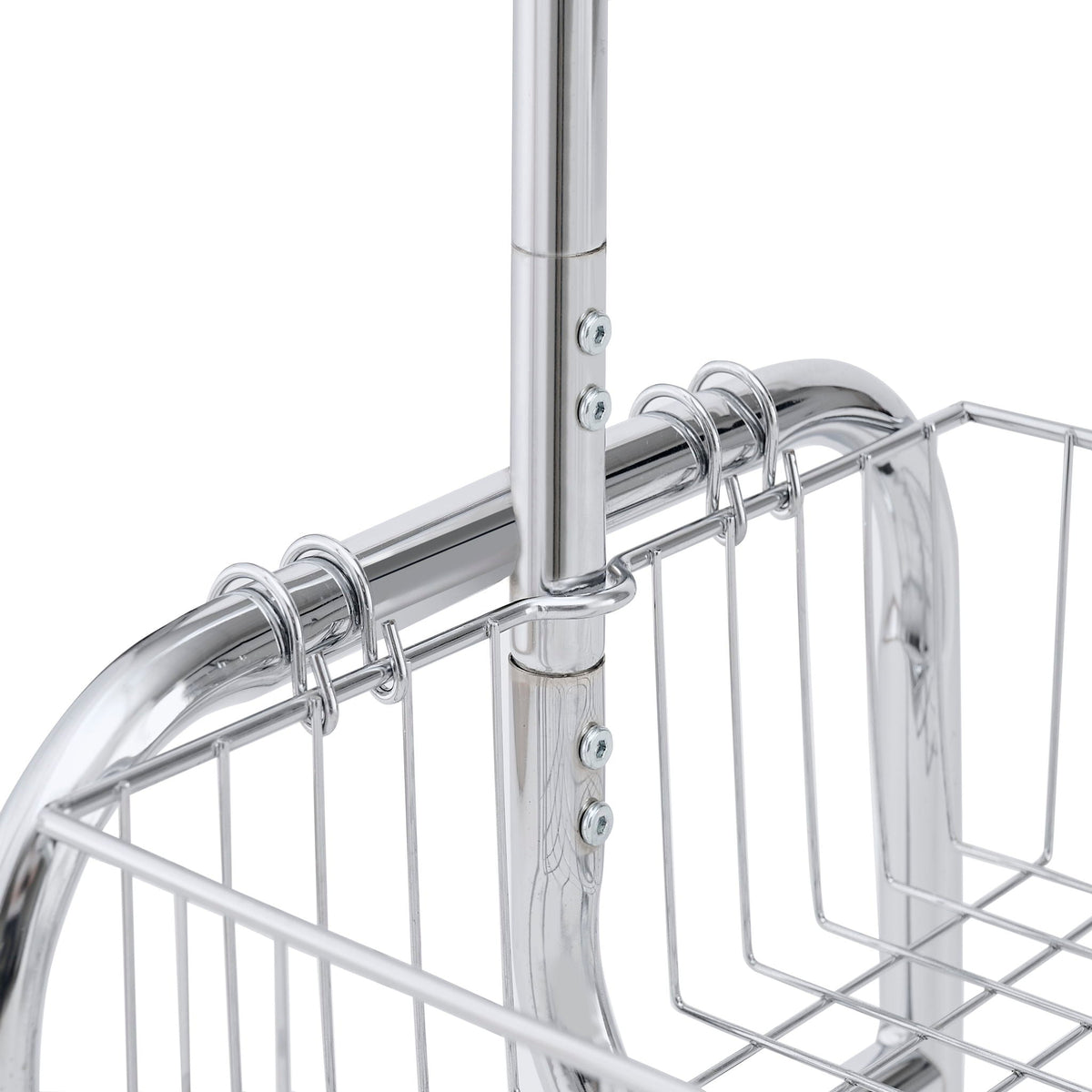 Heavy Duty Iron Garment Rack With Basket On Wheels - Silver by Unique Piece Furniture