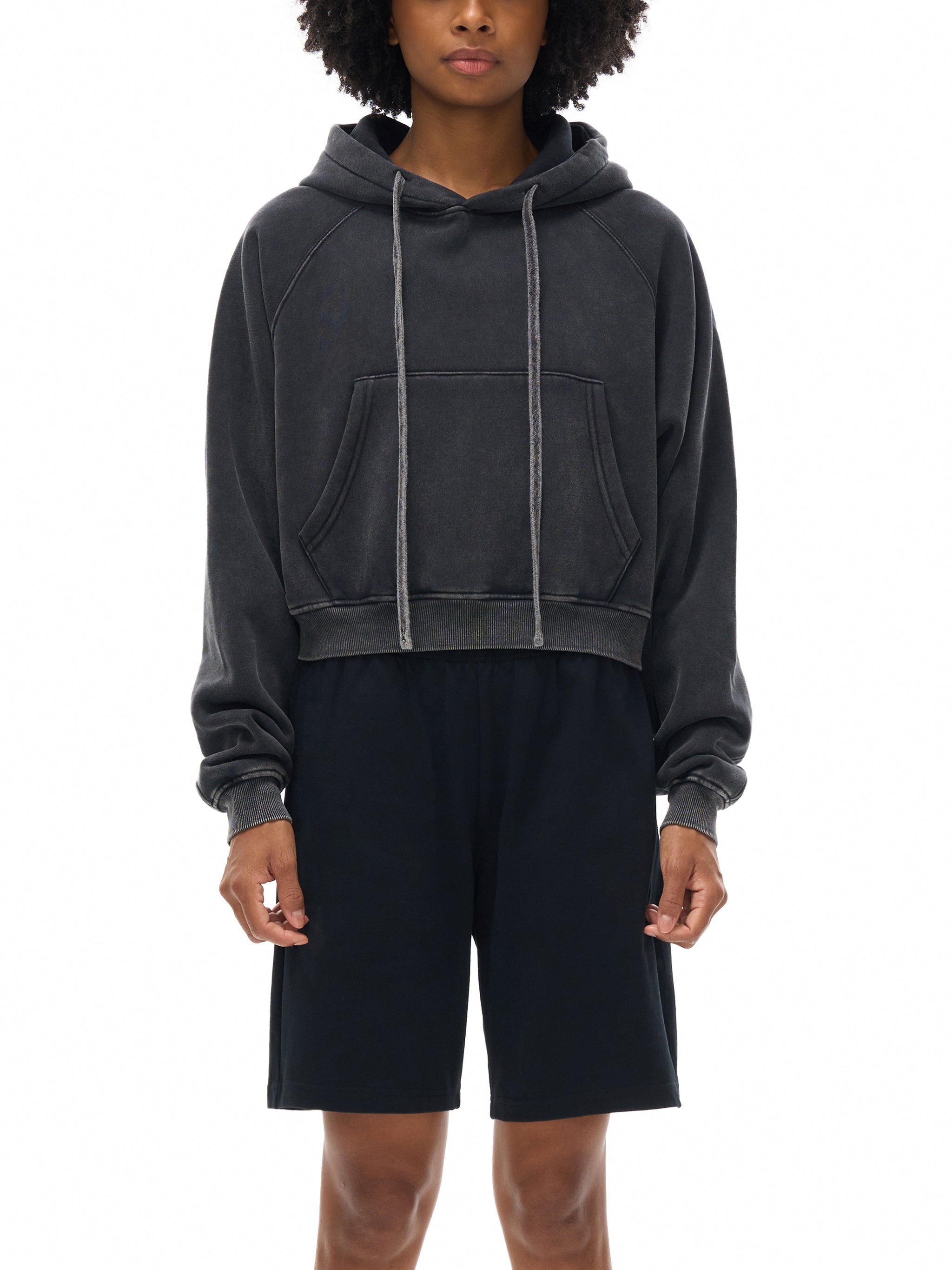 Basic B Grunge Wash Cropped Hoodie by Goth Cloth Co.