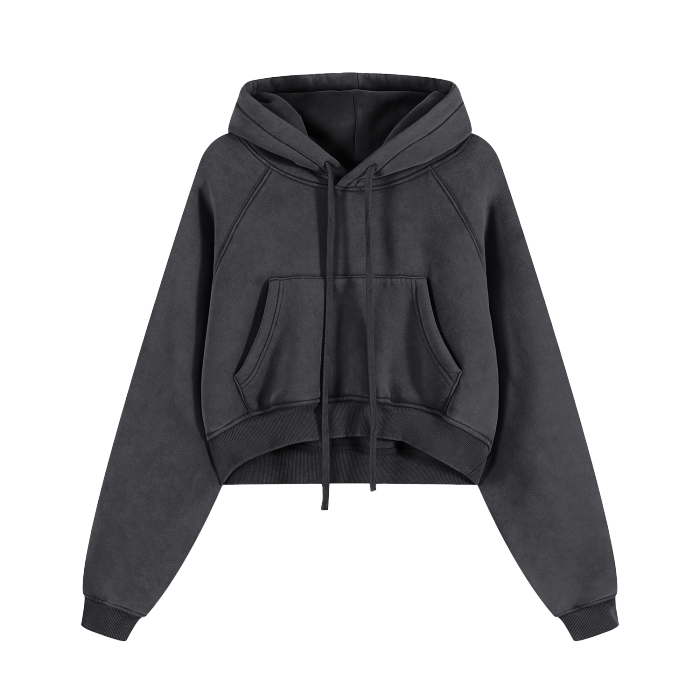 Basic B Grunge Wash Cropped Hoodie by Goth Cloth Co.