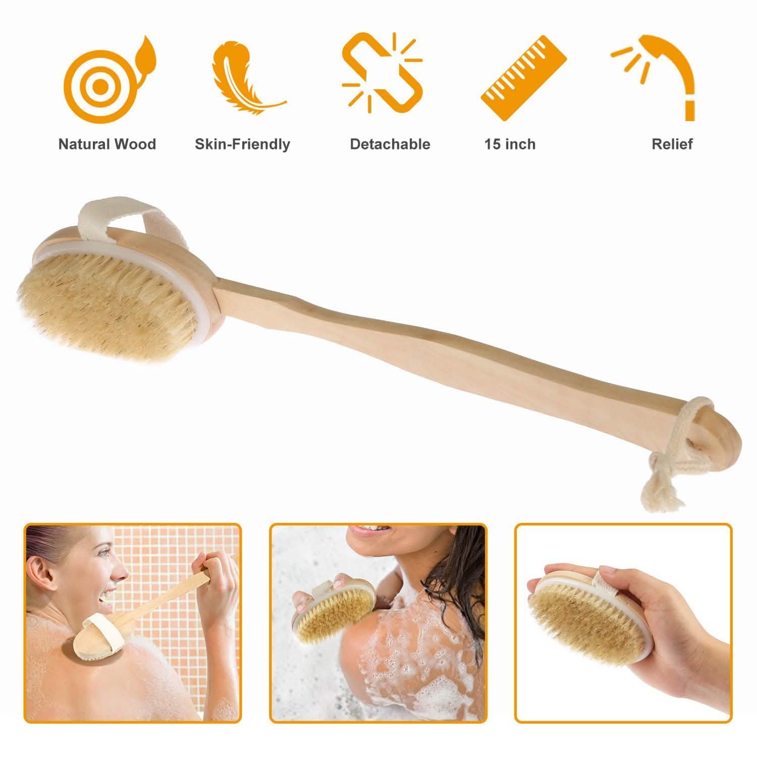 Bath Brush 15" Shower Body Back Scrubber by DailySale