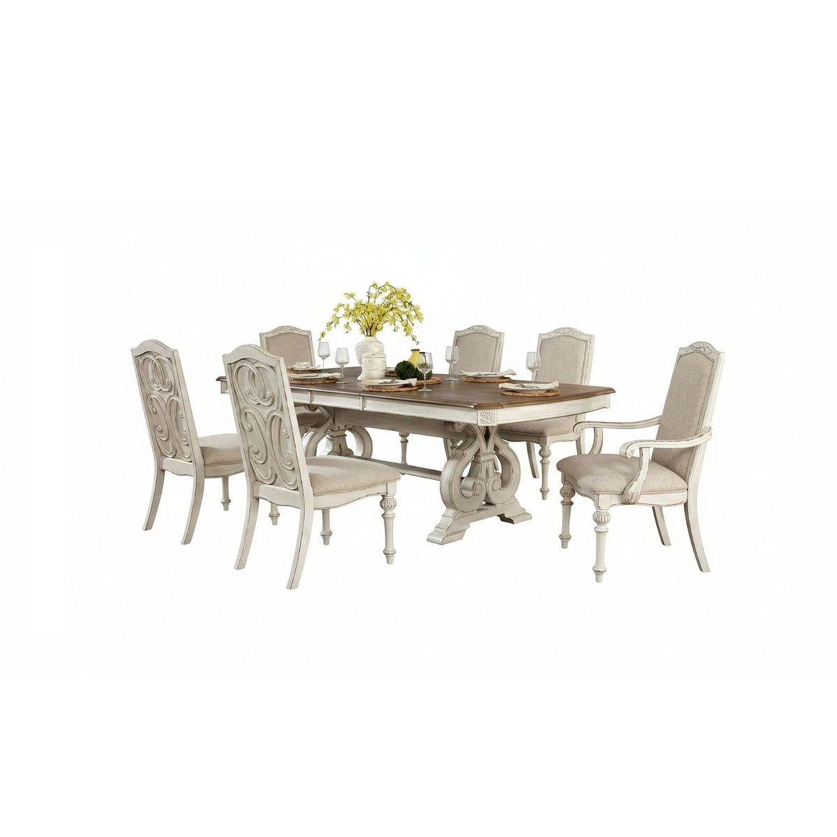 Rustic Dining Set With Table And Upholstered Chairs by Unique Piece Furniture