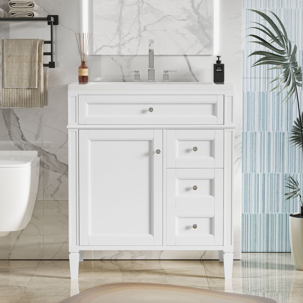Bathroom Vanity With Top Sink, 2 Drawers & Tip Out Drawer by Unique Piece Furniture