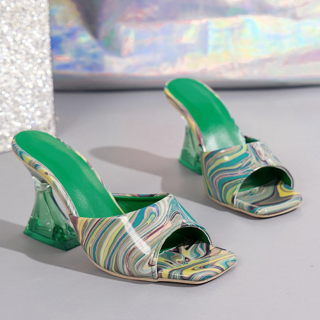 Contrast Peep Toe Mid Heels Sandals by Wild and Free Boutique