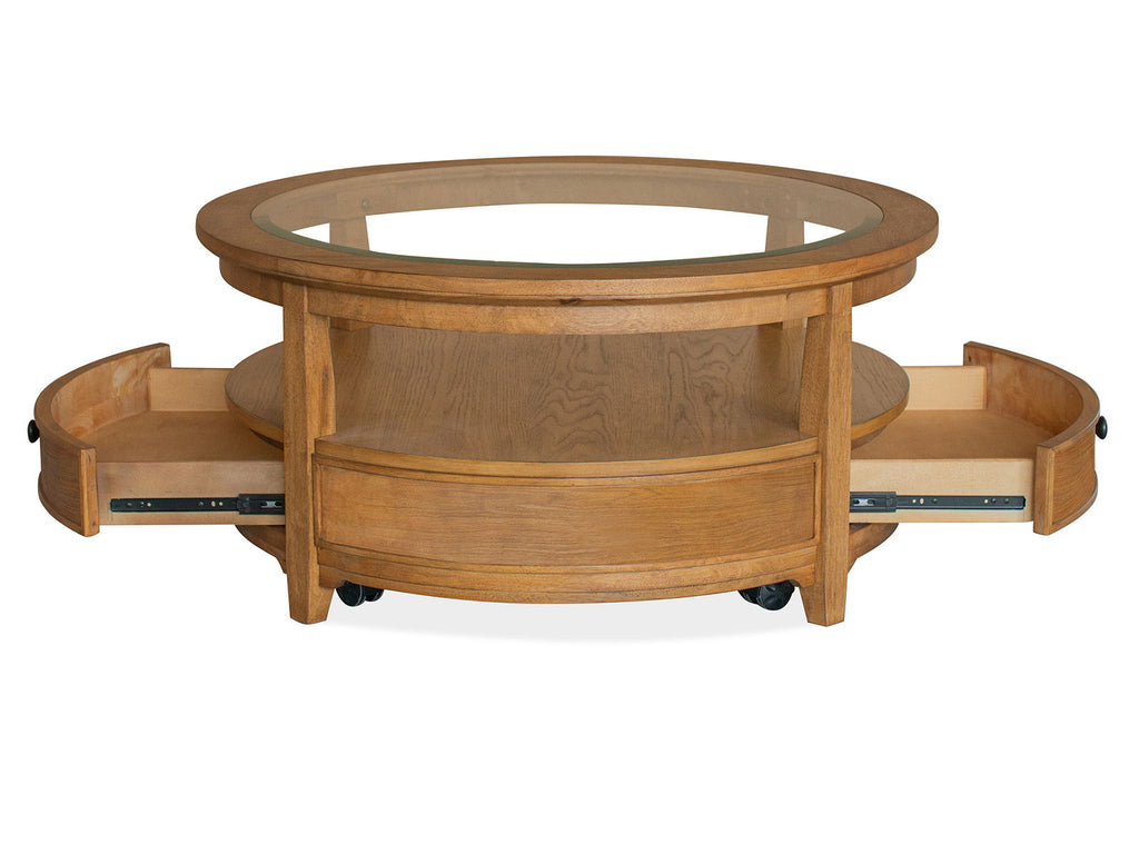 Durant - Round Cocktail Table With Casters - Honey Brown by Unique Piece Furniture