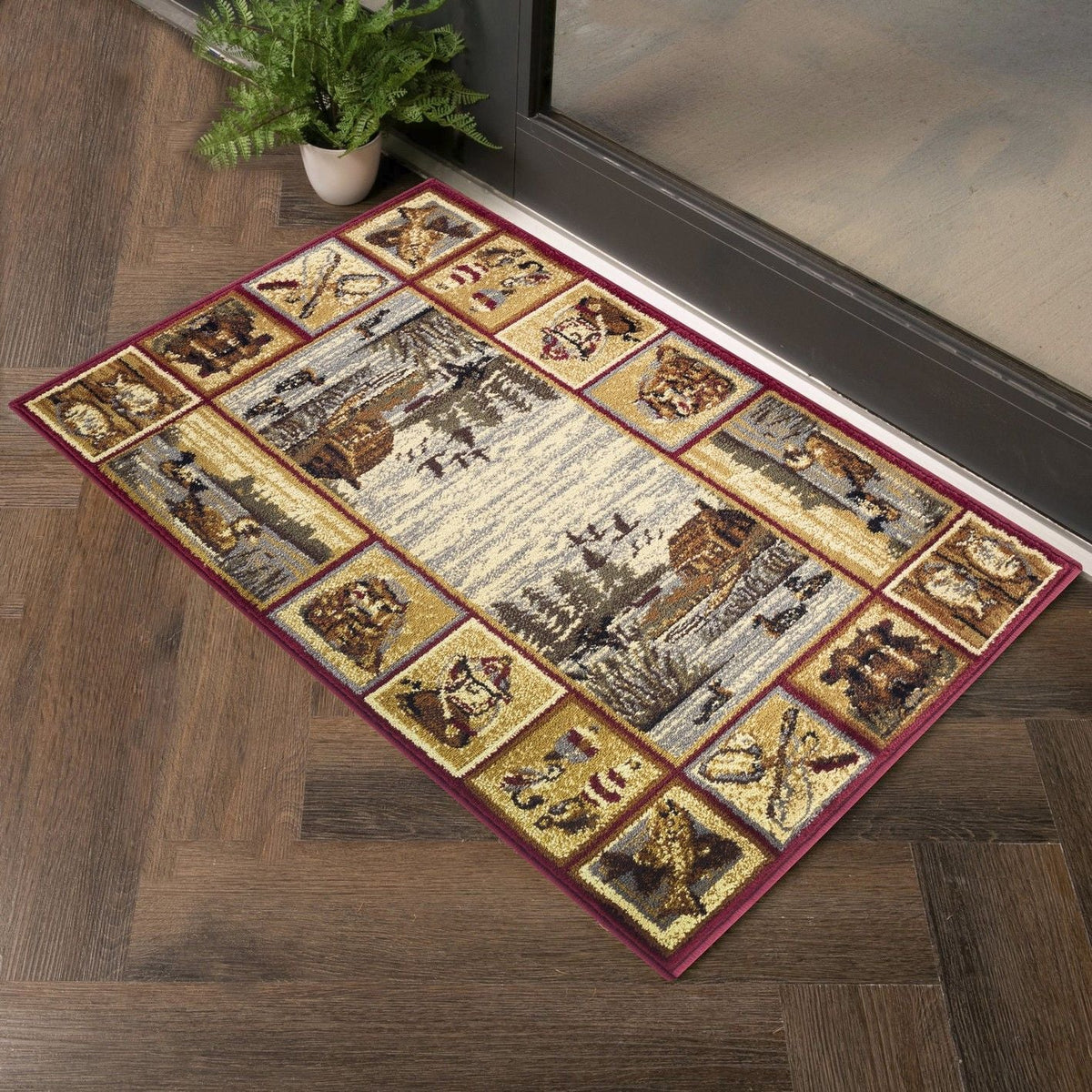 Nature's Nest - 5'3" X 7'3" Lodge Area Rug - Red by Unique Piece Furniture