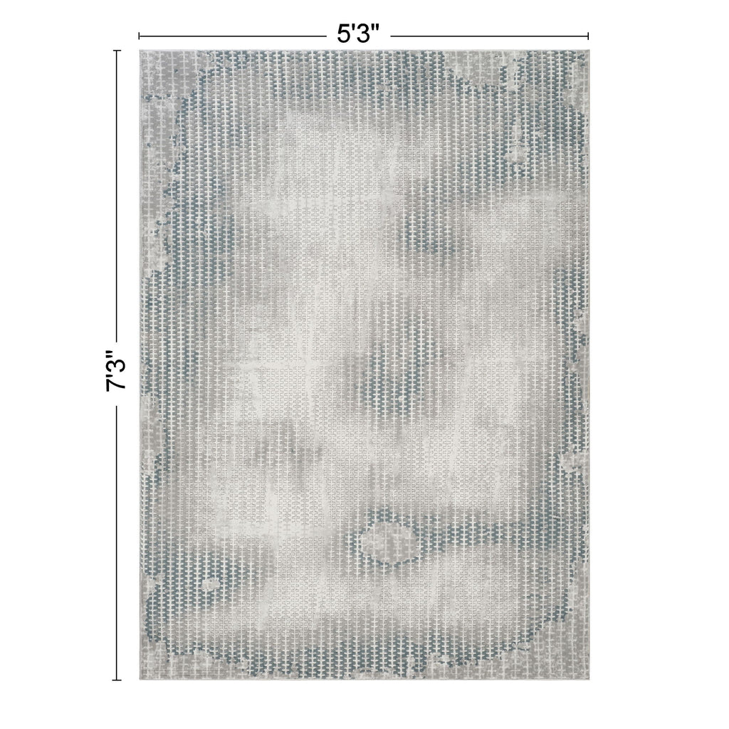 Geometrix - 5'3" X 7'3" Area Rug, Geometric 3D Effect - Ivory / Gray by Unique Piece Furniture