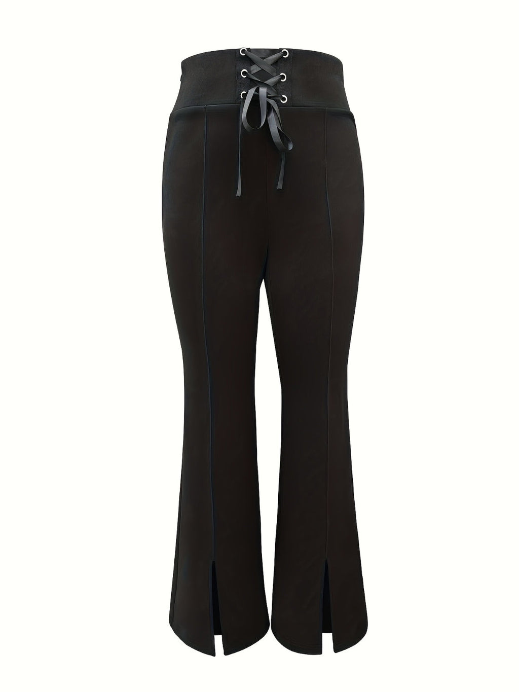 LuxeStyle Lace Up Slit Bootcut Pants – Stylish Crisscross Design See size chart under “more details” by The Fashion Celestial