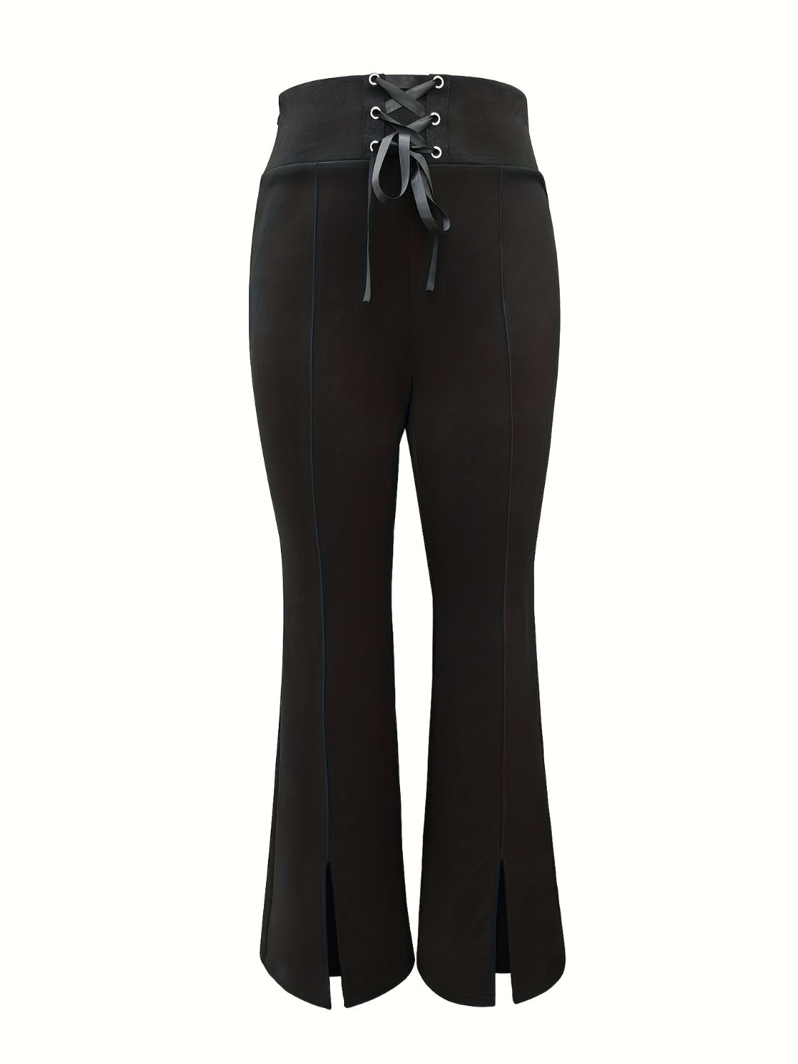 LuxeStyle Lace Up Slit Bootcut Pants – Stylish Crisscross Design See size chart under “more details” by The Fashion Celestial
