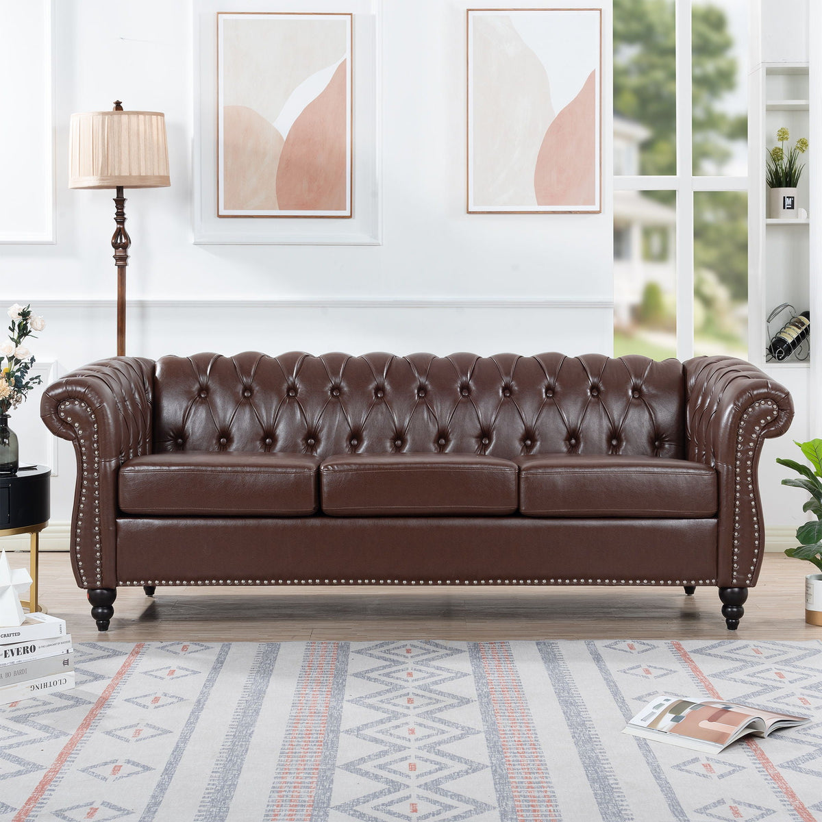 Rolled Arm Chesterfield 3 Seater Sofa by Unique Piece Furniture