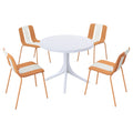 4 Piece Set Of Modern Striped Color Blocking Single Chairs With Round Table by Unique Piece Furniture