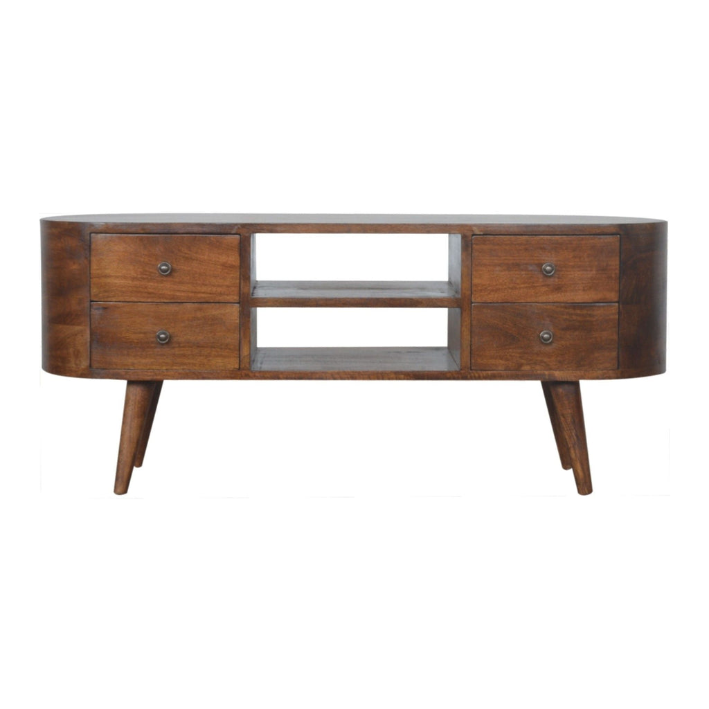 Solid Wood Rounded Entertainment Unit by Unique Piece Furniture