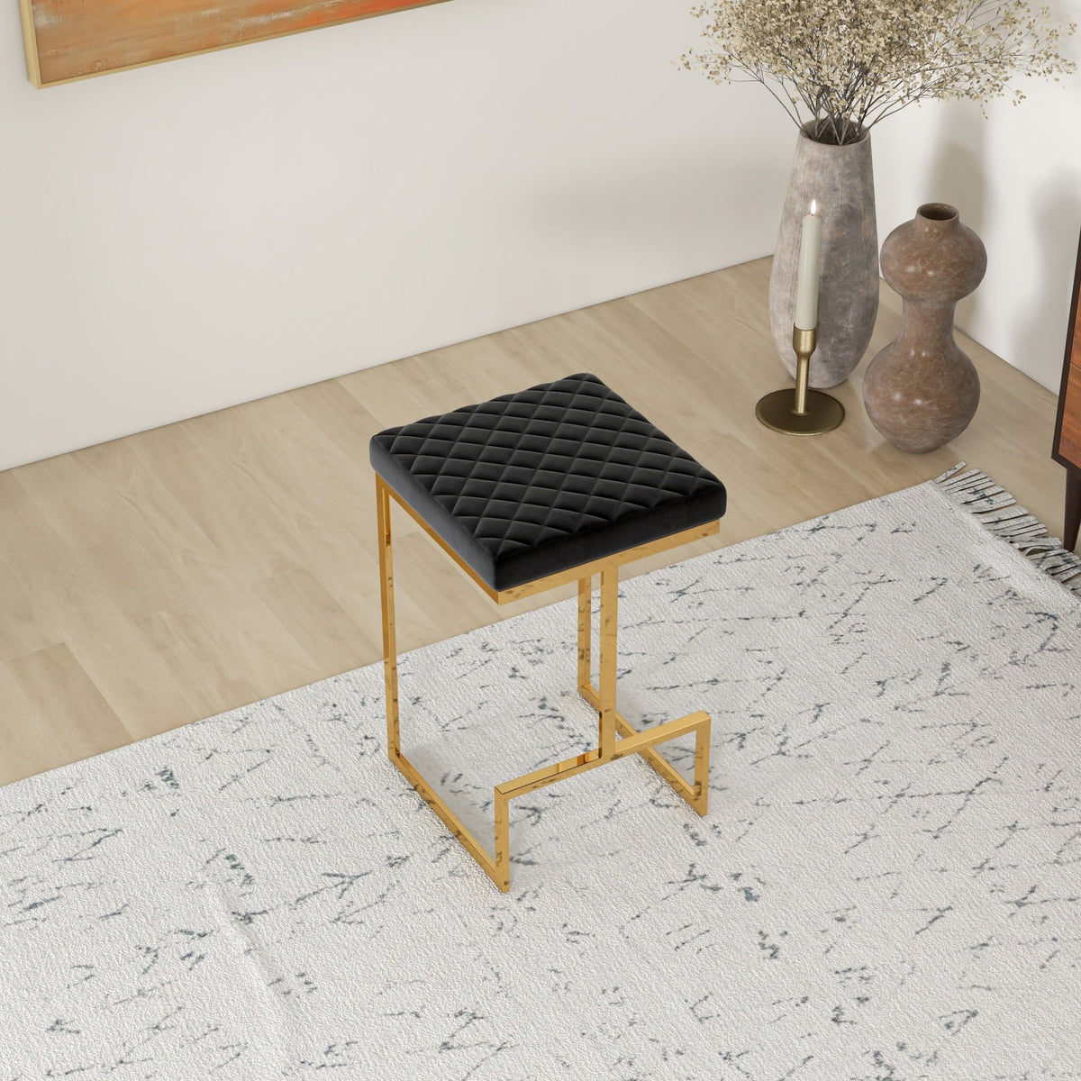 Joel - Upholstered Stool - Black / Gold by Unique Piece Furniture