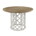 Round Wooden Dining Table With Ornate Cut Out Base - Brown / Antique White by Unique Piece Furniture