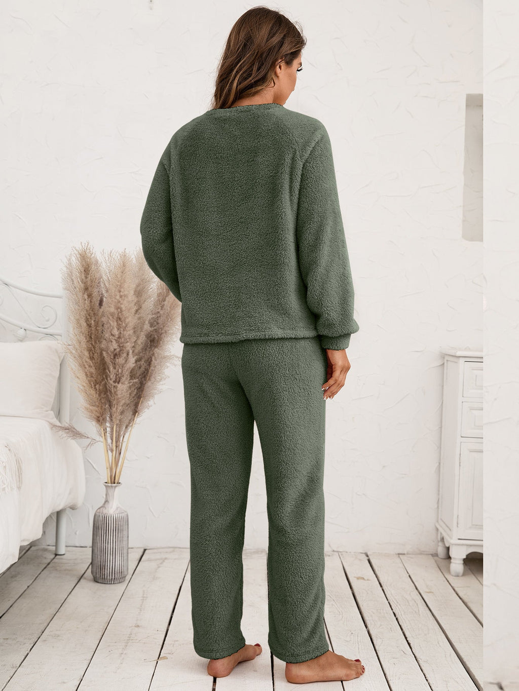 Ivy Lane Teddy Long Sleeve Top and Pants Lounge Set by Wild and Free Boutique