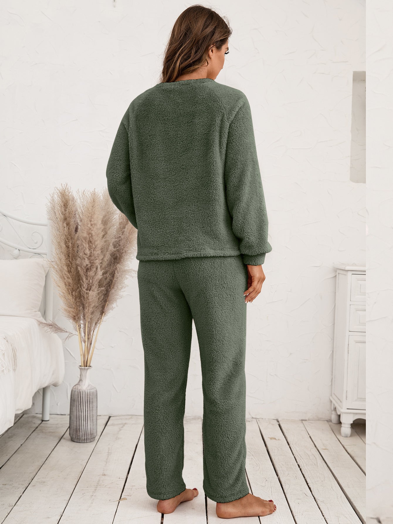 Ivy Lane Teddy Long Sleeve Top and Pants Lounge Set by Wild and Free Boutique