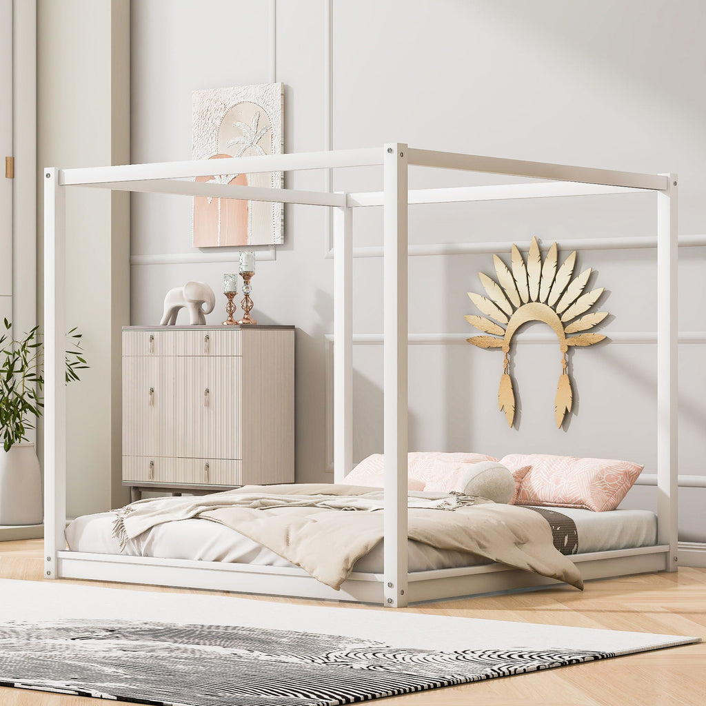 Wood Canopy Platform Bed With Support Legs And Airflow Slats by Unique Piece Furniture