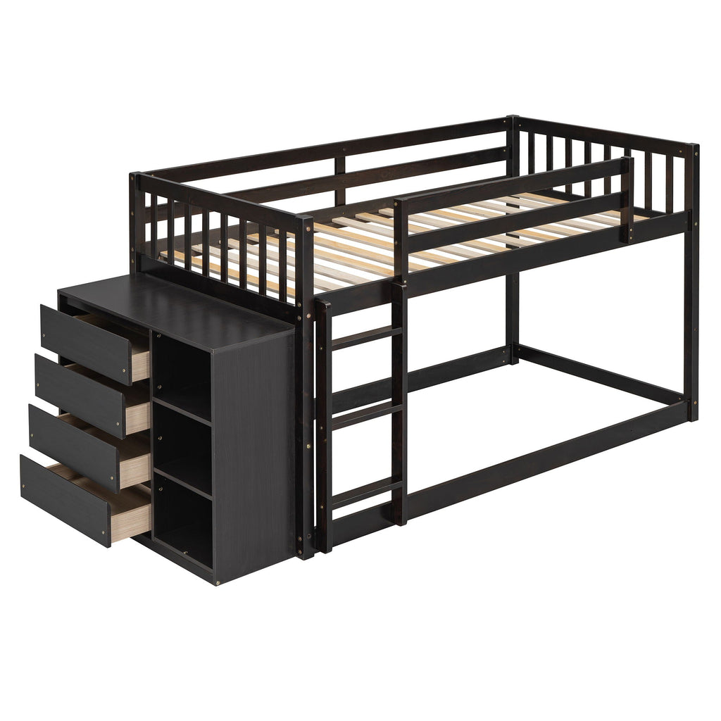 Bunk Bed With 4 Drawers And 3 Shelves by Unique Piece Furniture