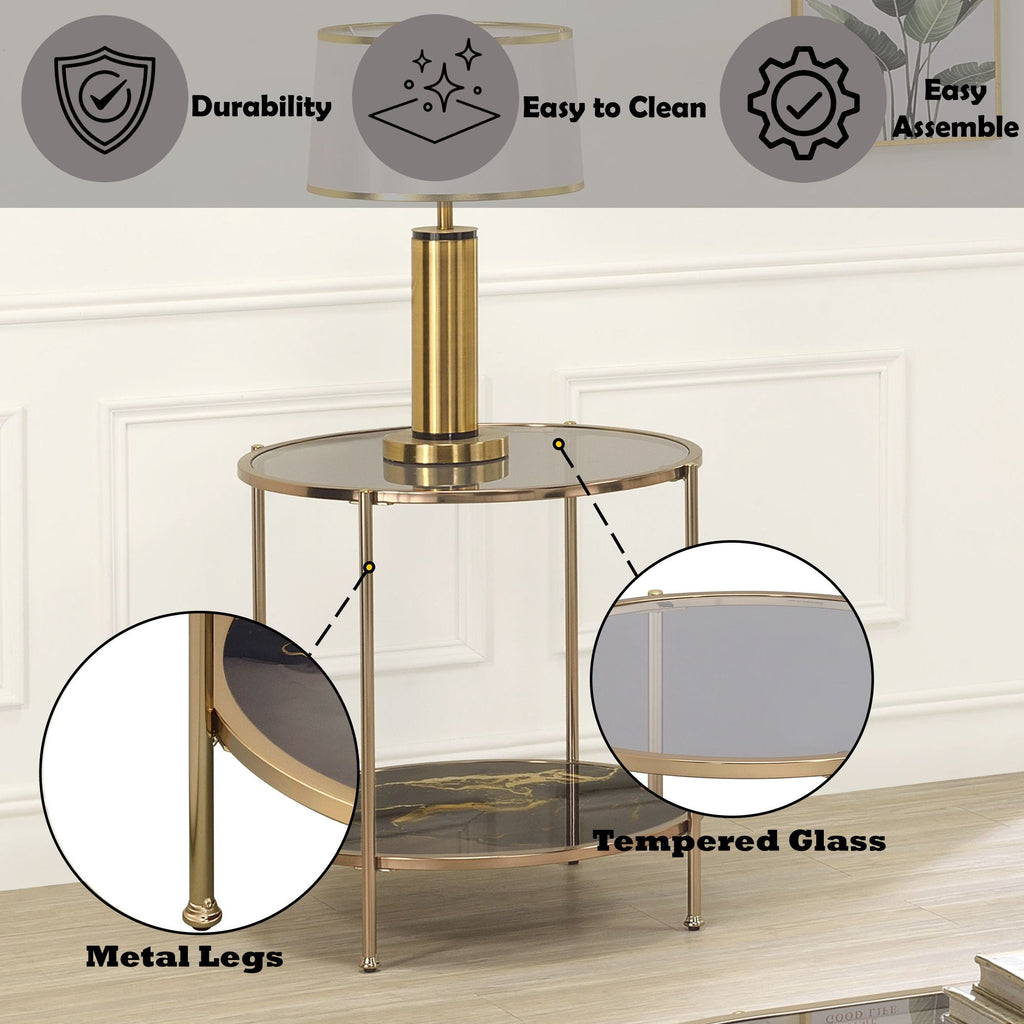 Fiorella - Marble Print Glass Table by Unique Piece Furniture