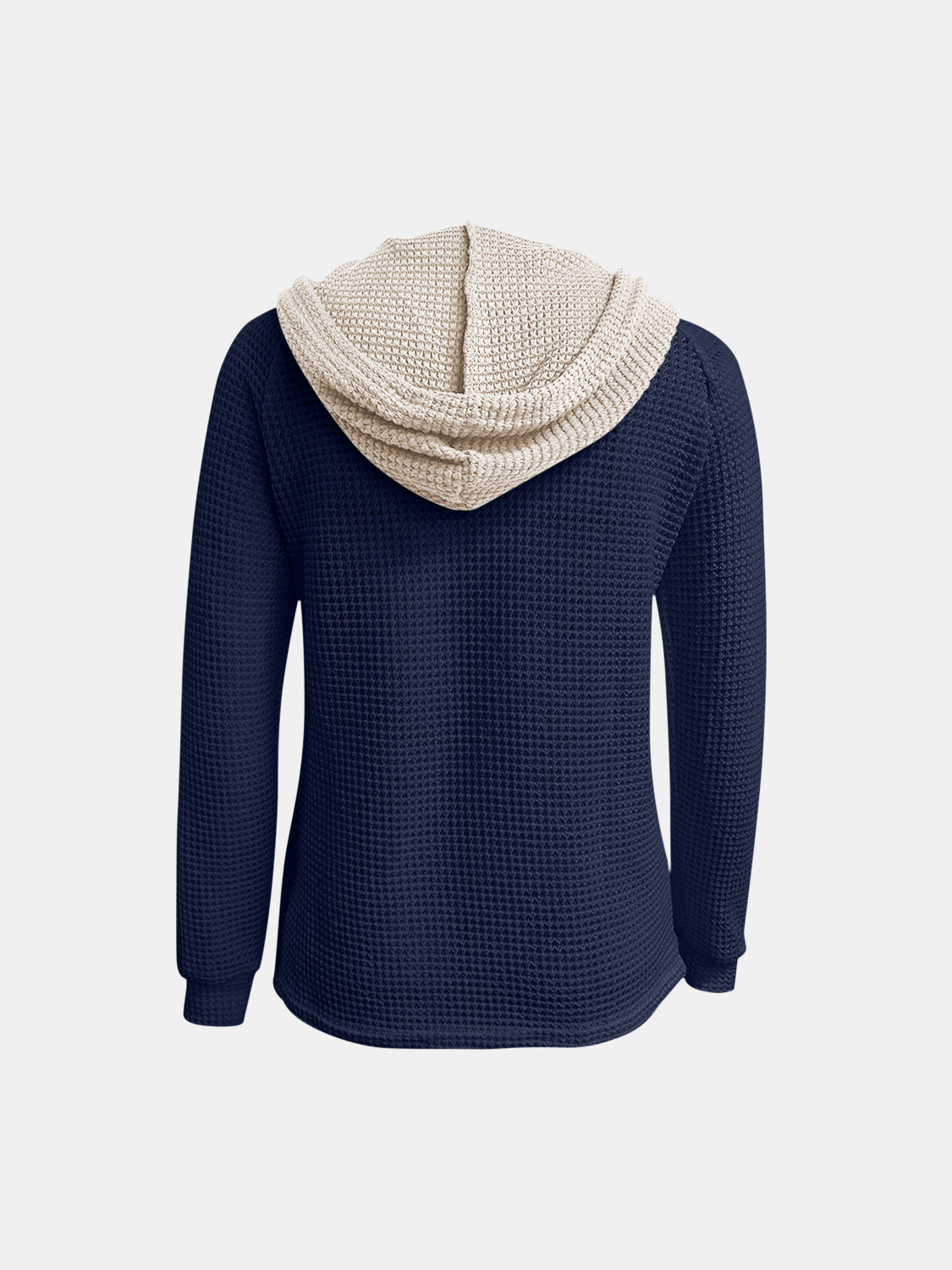 Full Size Waffle-Knit Contrast Long Sleeve Hoodie by Wild and Free Boutique