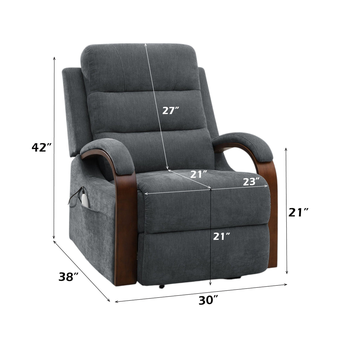 Kayla - Power Recliner With Lift & Heating & Massage (Zero Gravity) - Gray by Unique Piece Furniture