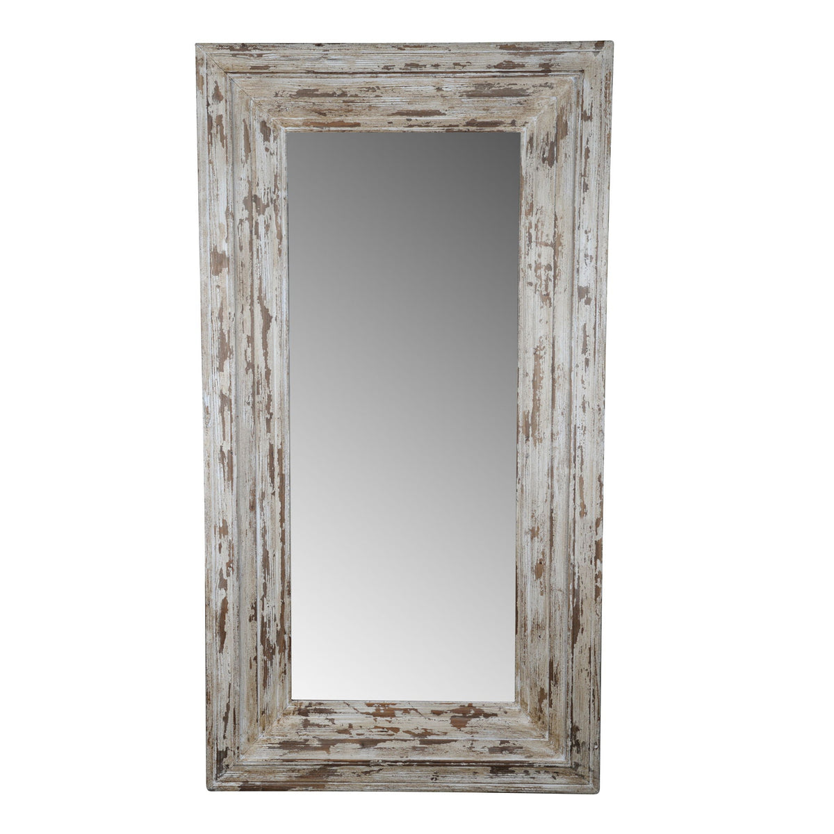 Full Length Rectangle Floor Mirror With Distressed Wood Frame - Brown by Unique Piece Furniture