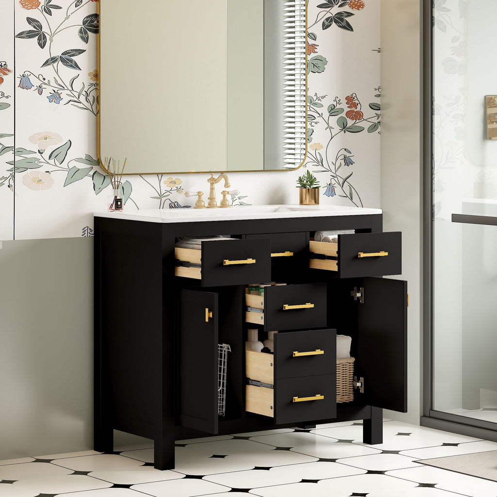 Bathroom Vanity With Sink Combo Set, Modern Bathroom Cabinet With 4 Drawers by Unique Piece Furniture
