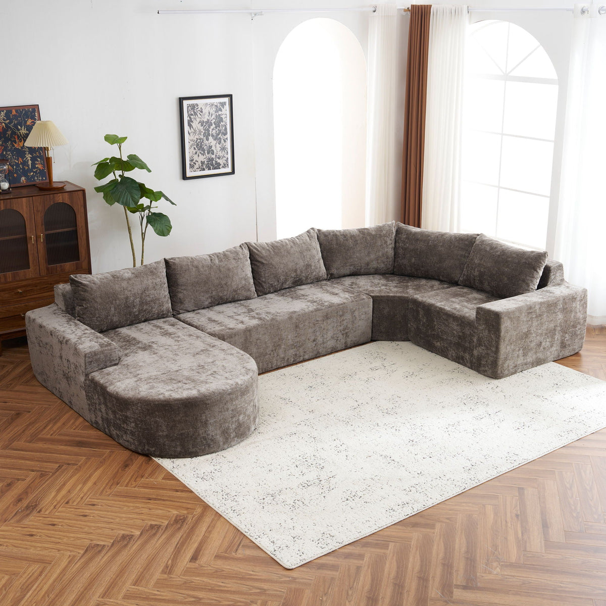 U-Shaped Oversized Modular Cloud Sectional Sofa With Deep Seat For Living Room by Unique Piece Furniture