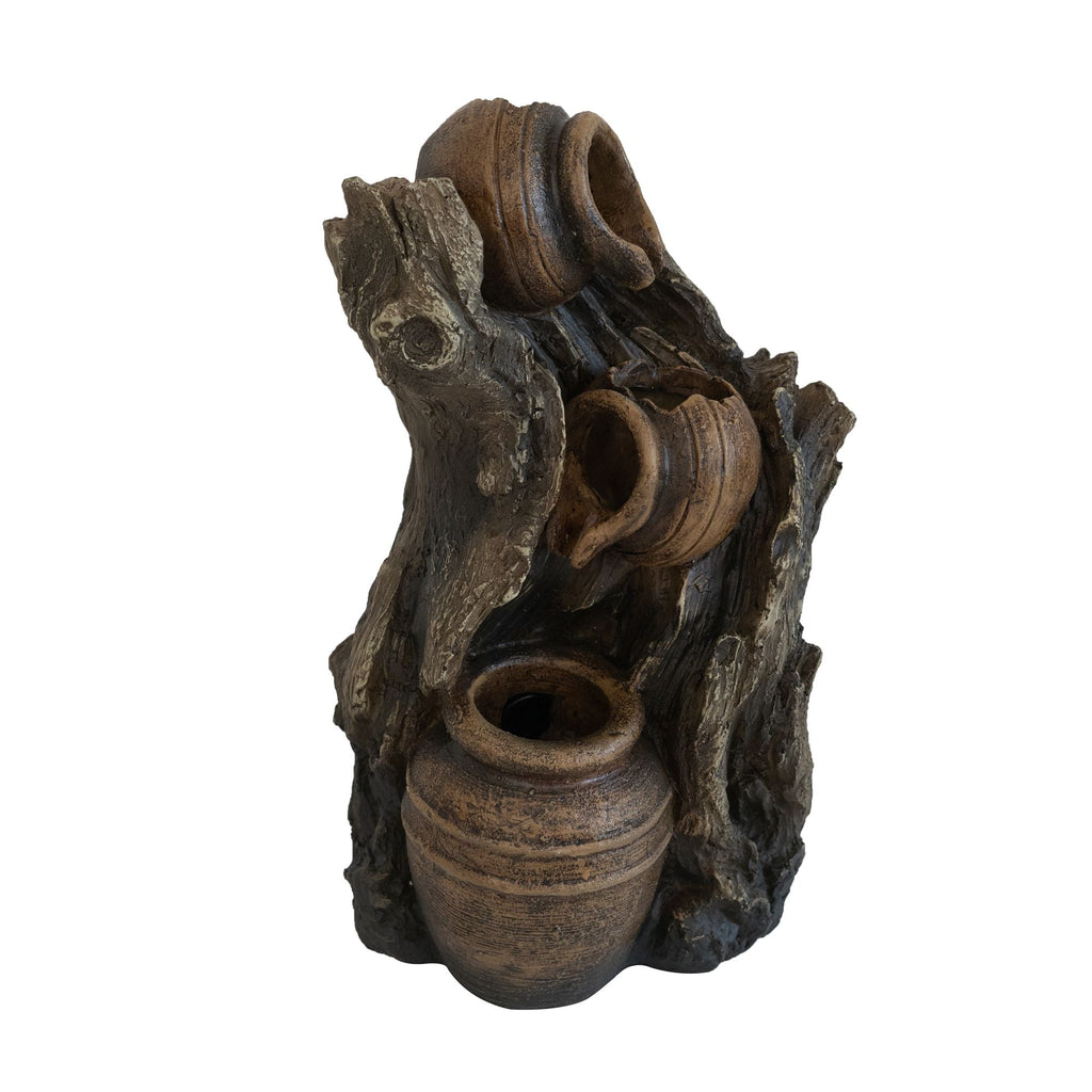 Decorative 3 Tier Water Fountain With Pot Design - Brown by Unique Piece Furniture