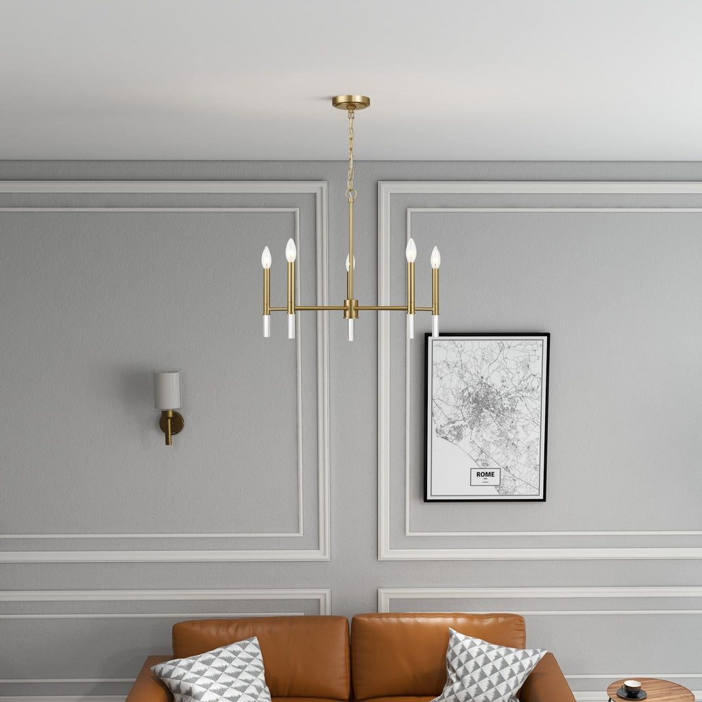 Courtyard - 5 Light Candle Chandelier - Clear / Gold by Unique Piece Furniture