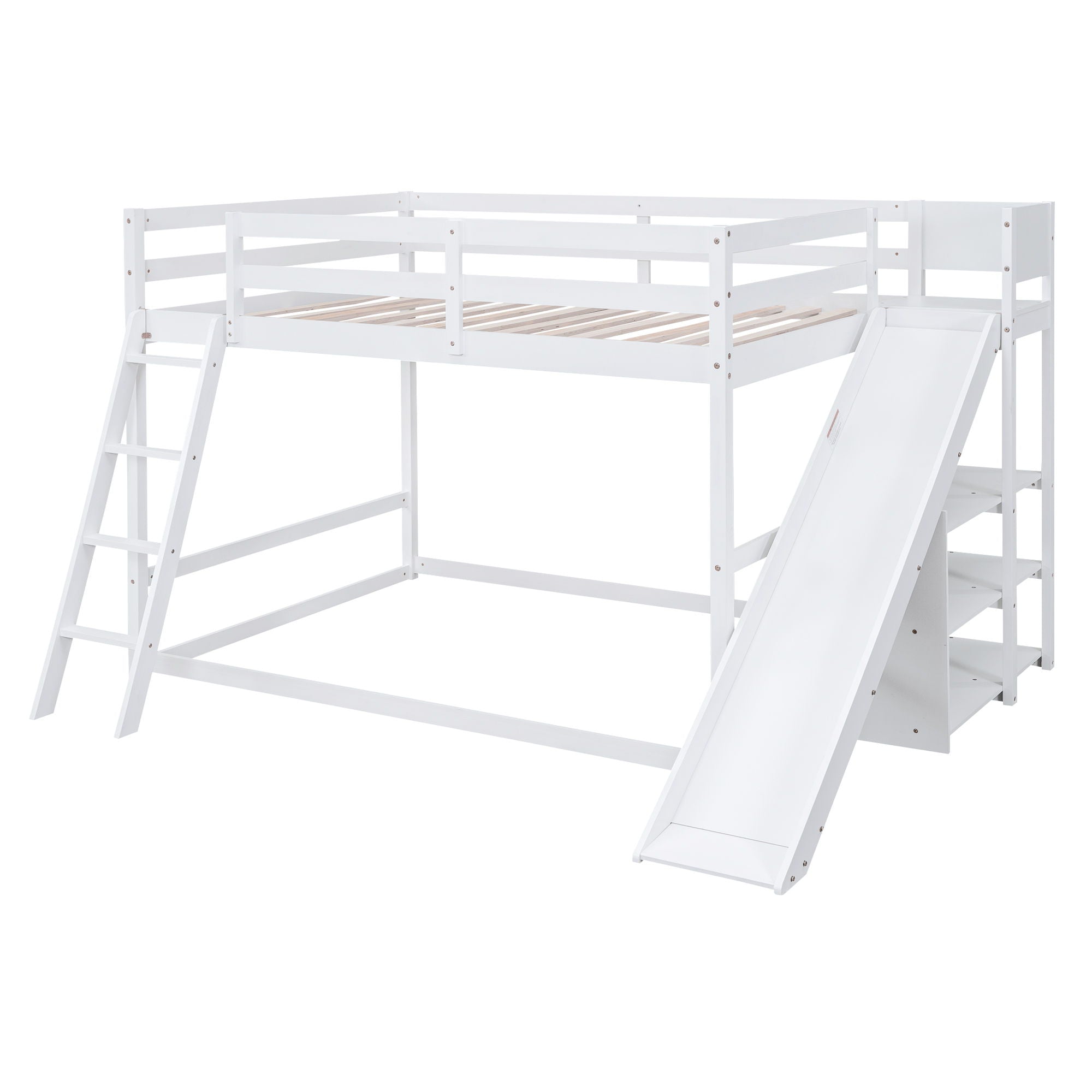 Bunk Bed With Ladder, Slide, And Shelves Pine Wood by Unique Piece Furniture