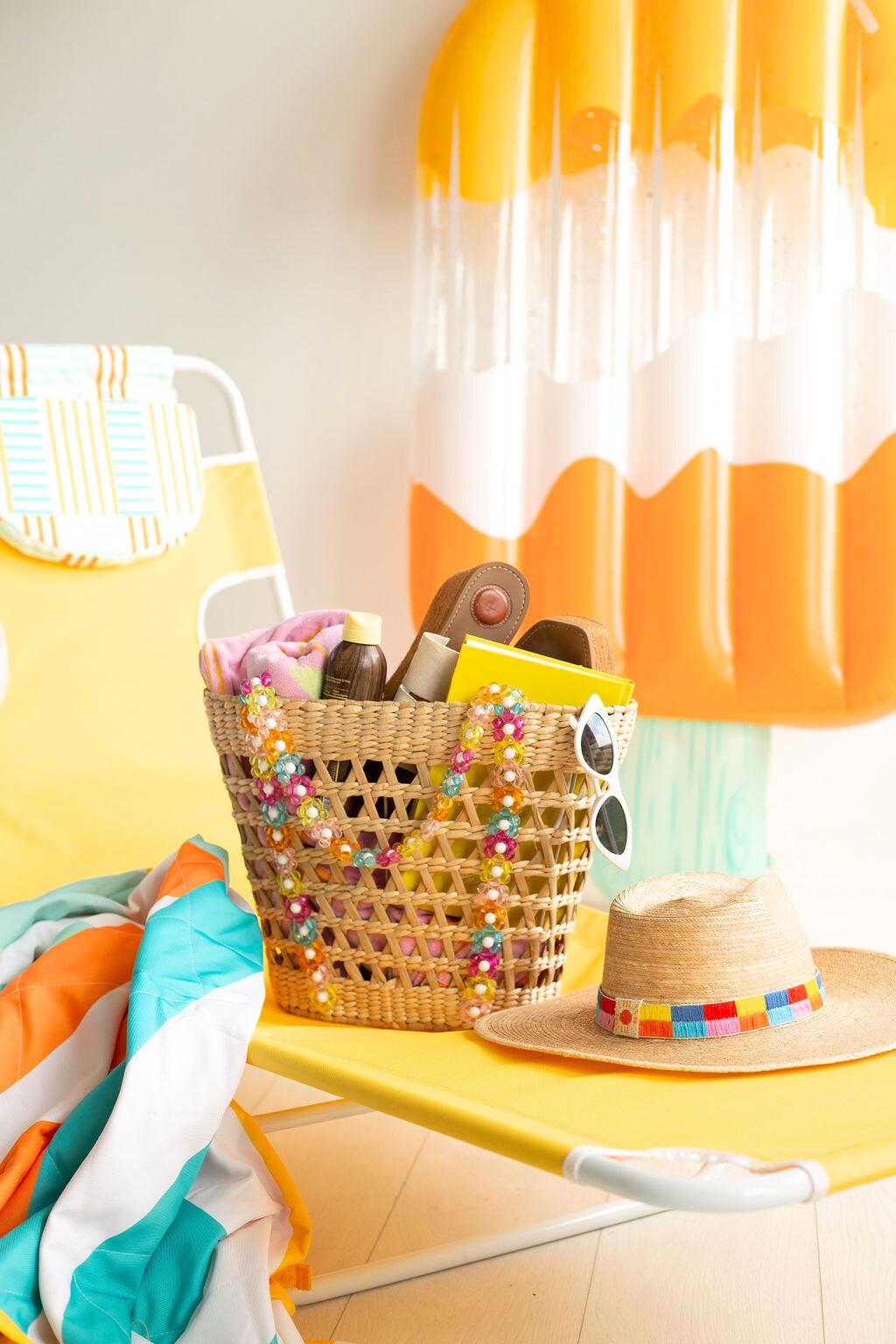 Beaded Beach Basket Tote by By Jenna Lee
