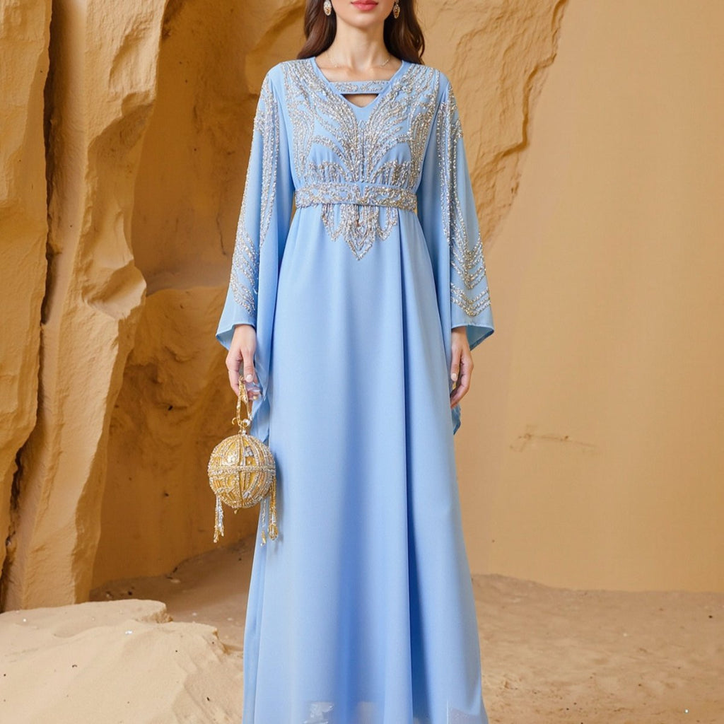 Sky Blue Or Pink Beaded Kaftan Abaya (MA372) by Mariam's Collection