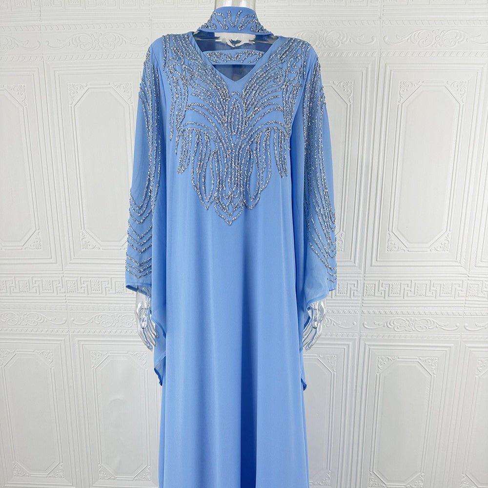 Sky Blue Or Pink Beaded Kaftan Abaya (MA372) by Mariam's Collection