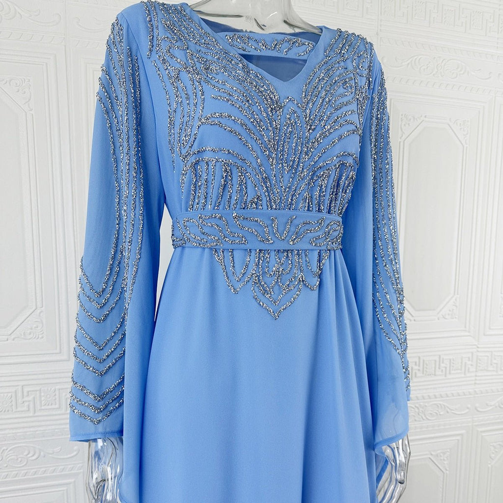 Sky Blue Or Pink Beaded Kaftan Abaya (MA372) by Mariam's Collection