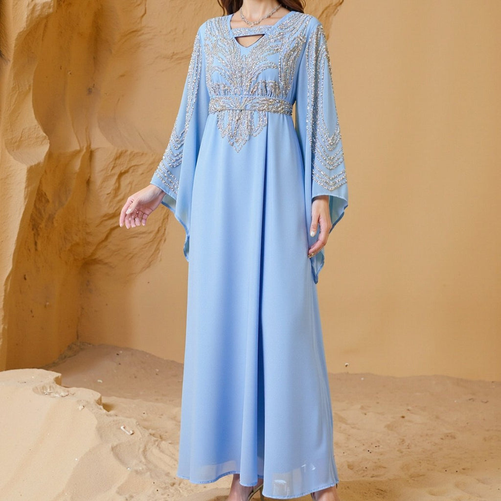 Sky Blue Or Pink Beaded Kaftan Abaya (MA372) by Mariam's Collection