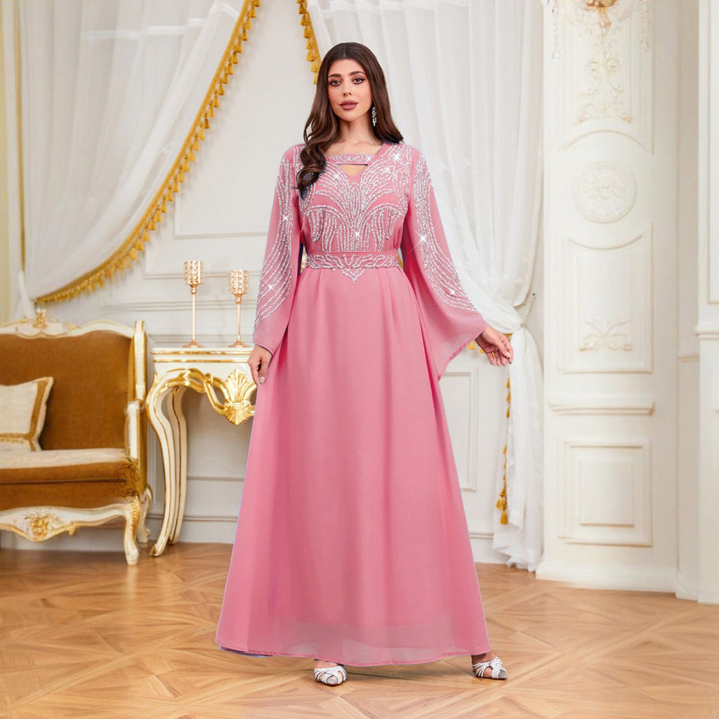 Sky Blue Or Pink Beaded Kaftan Abaya (MA372) by Mariam's Collection