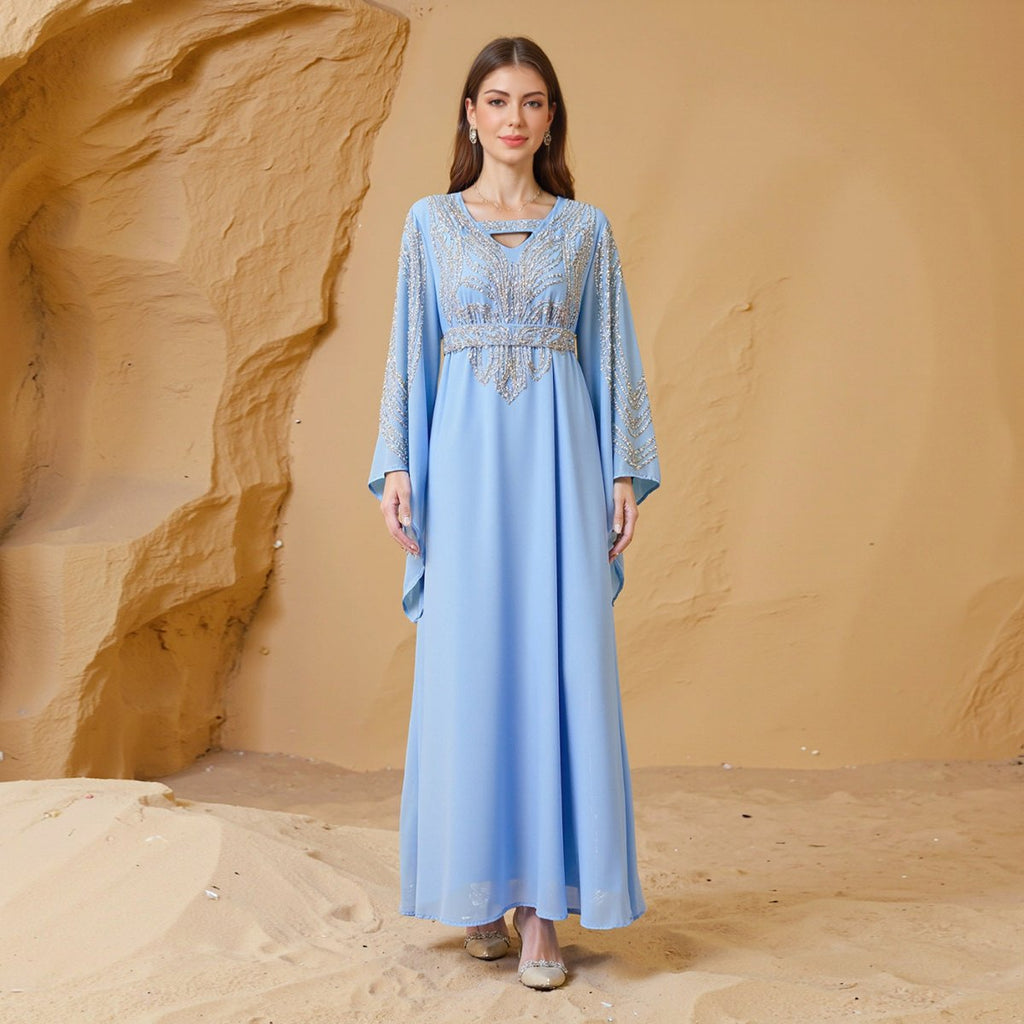 Sky Blue Or Pink Beaded Kaftan Abaya (MA372) by Mariam's Collection