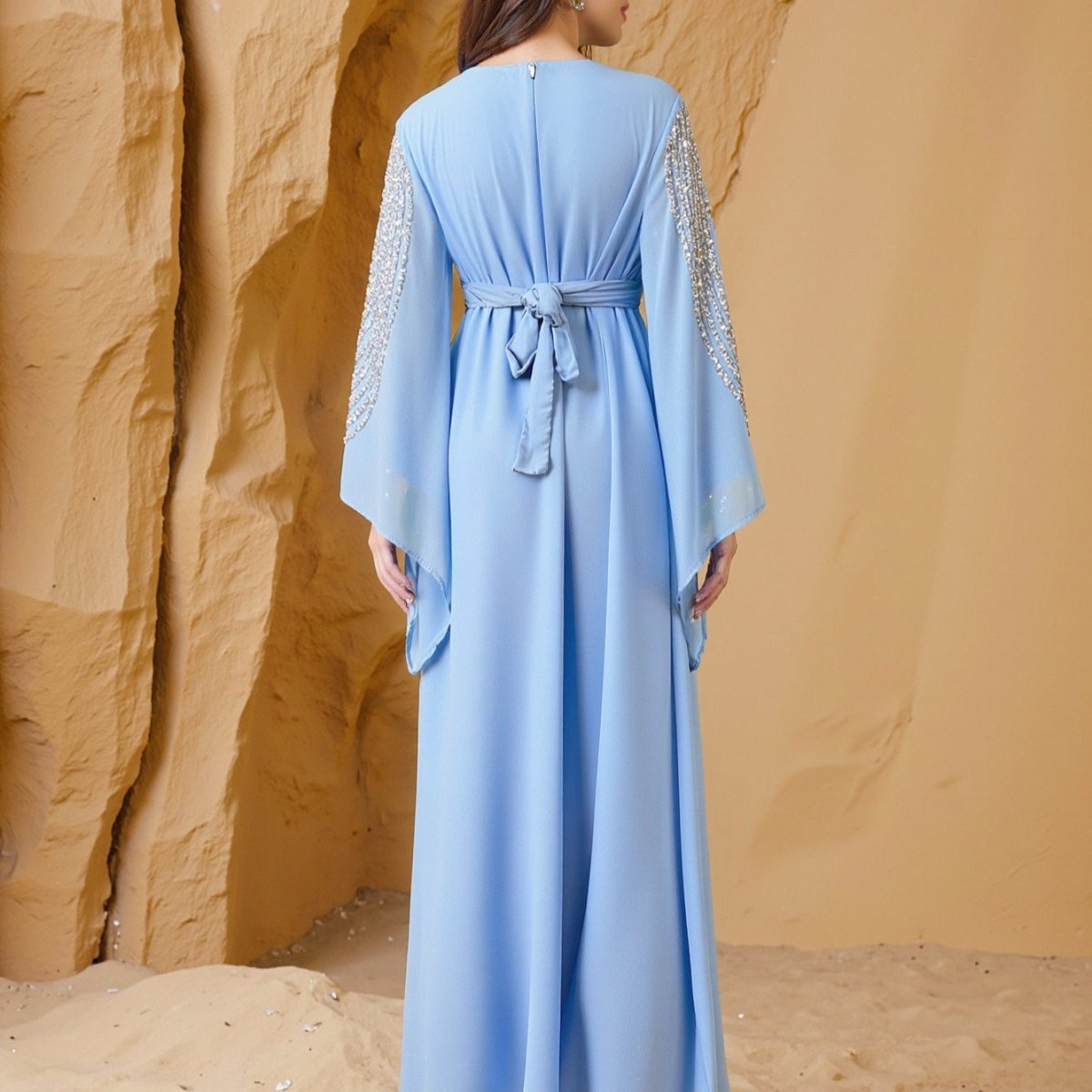 Sky Blue Or Pink Beaded Kaftan Abaya (MA372) by Mariam's Collection
