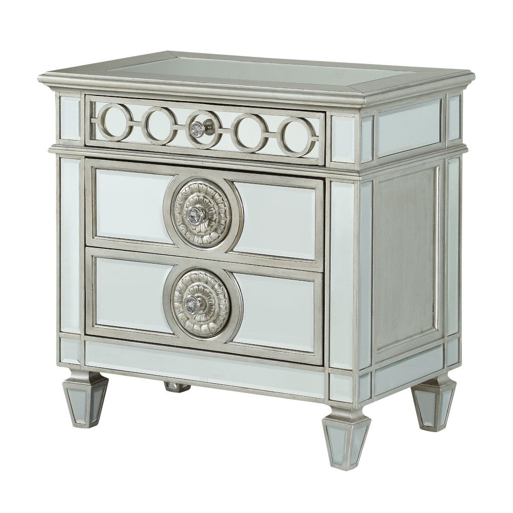 Varian - Mirrored Nightstand - Silver by Unique Piece Furniture