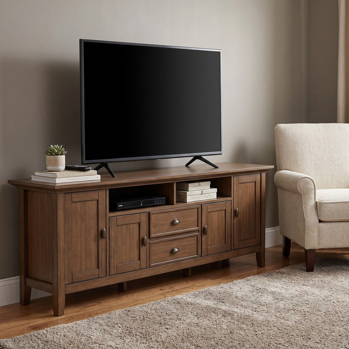 Redmond - TV Media Stand - Rustic Natural Aged Brown by Unique Piece Furniture