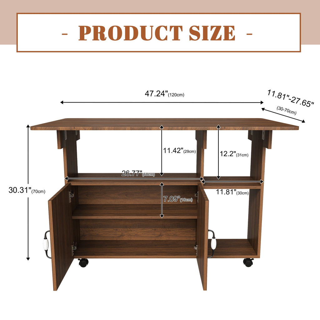 Multi Functional Folding Table With Storage Shelves And Wheels by Unique Piece Furniture